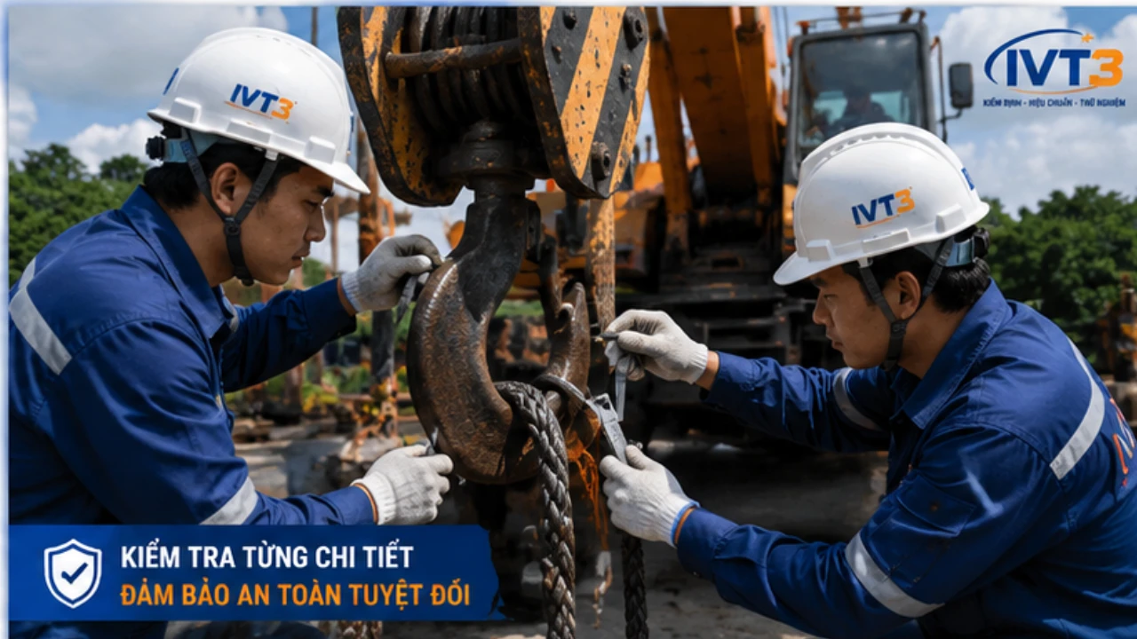 Đội ngũ IVT3 thực hiện kiểm định cần cẩu tại hiện trường với quy trình chuyên nghiệp, đảm bảo an toàn tuyệt đối Đội ngũ IVT3 thực hiện kiểm định cần cẩu tại hiện trường với quy trình chuyên nghiệp, đảm bảo an toàn tuyệt đối