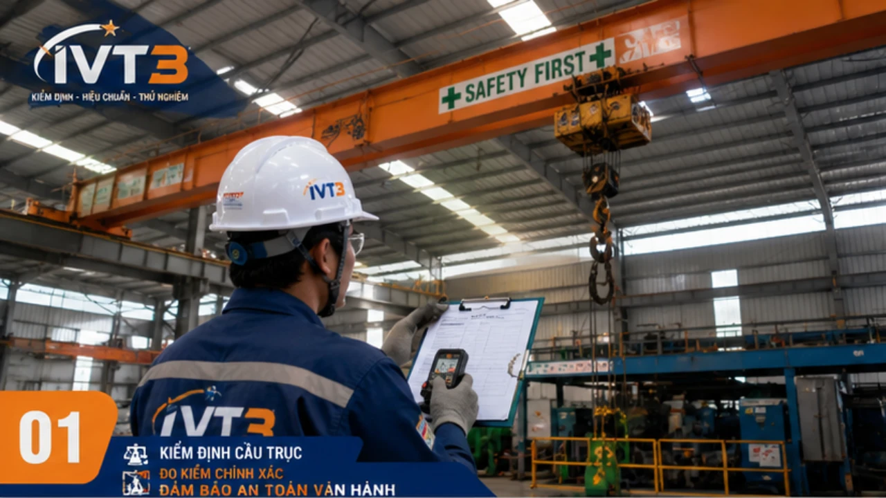 Đội ngũ IVT3 thực hiện kiểm định thiết bị nâng tại nhà máy – đảm bảo an toàn tuyệt đối theo quy định pháp luật. Đội ngũ IVT3 thực hiện kiểm định thiết bị nâng tại nhà máy – đảm bảo an toàn tuyệt đối theo quy định pháp luật.