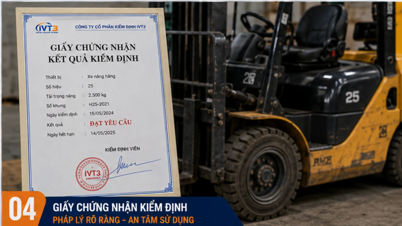 Giấy chứng nhận kiểm định thiết bị nâng hợp lệ do IVT3 cấp theo quy định mới nhất Giấy chứng nhận kiểm định thiết bị nâng hợp lệ do IVT3 cấp theo quy định mới nhất